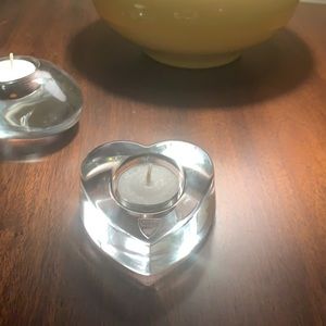 ORREFORS SWEDEN Crystal Glass HEART Vovit Candle Holder 3-1/2” signed